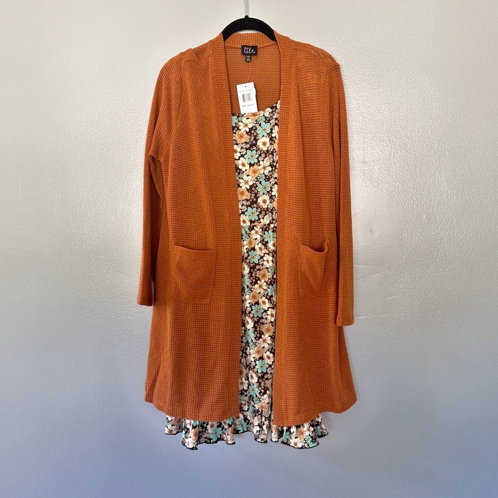 NWT Lilt Girls’ 2-Piece Outfit with Dress and Cardigan size XXL